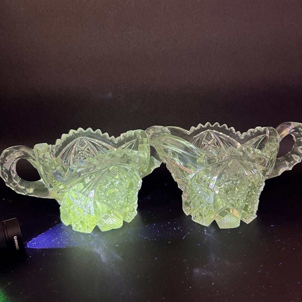 Antique Imperial Glass Nucut Crystal Ware Sugar Bowl And Creamer‎ Set Of 2 1915?